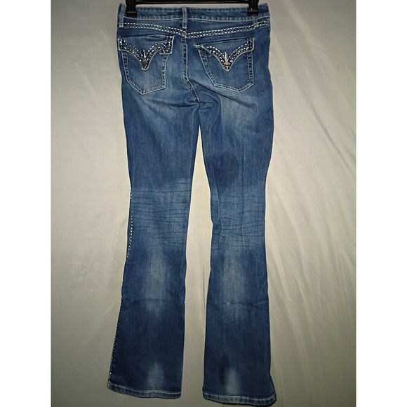 Wrangler Rock 47 Jeans Women 3/4 30x34 Bootcut Low Rise Y2K Cowgirl Rhinestones - Picture 8 of 10